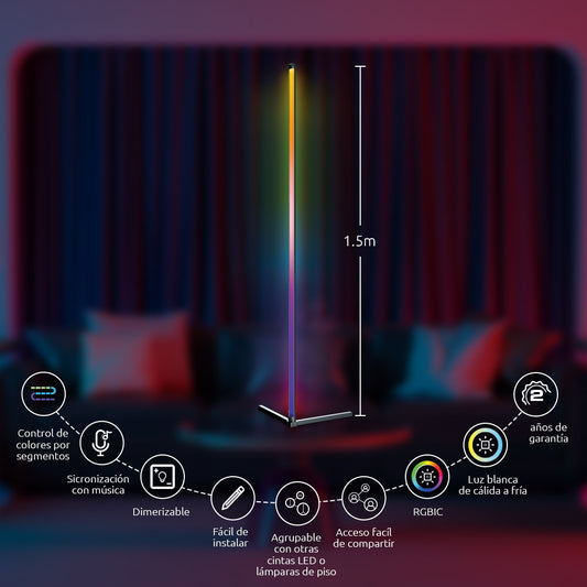 Lámpara LED inteligente de piso con conexión Wi-Fi