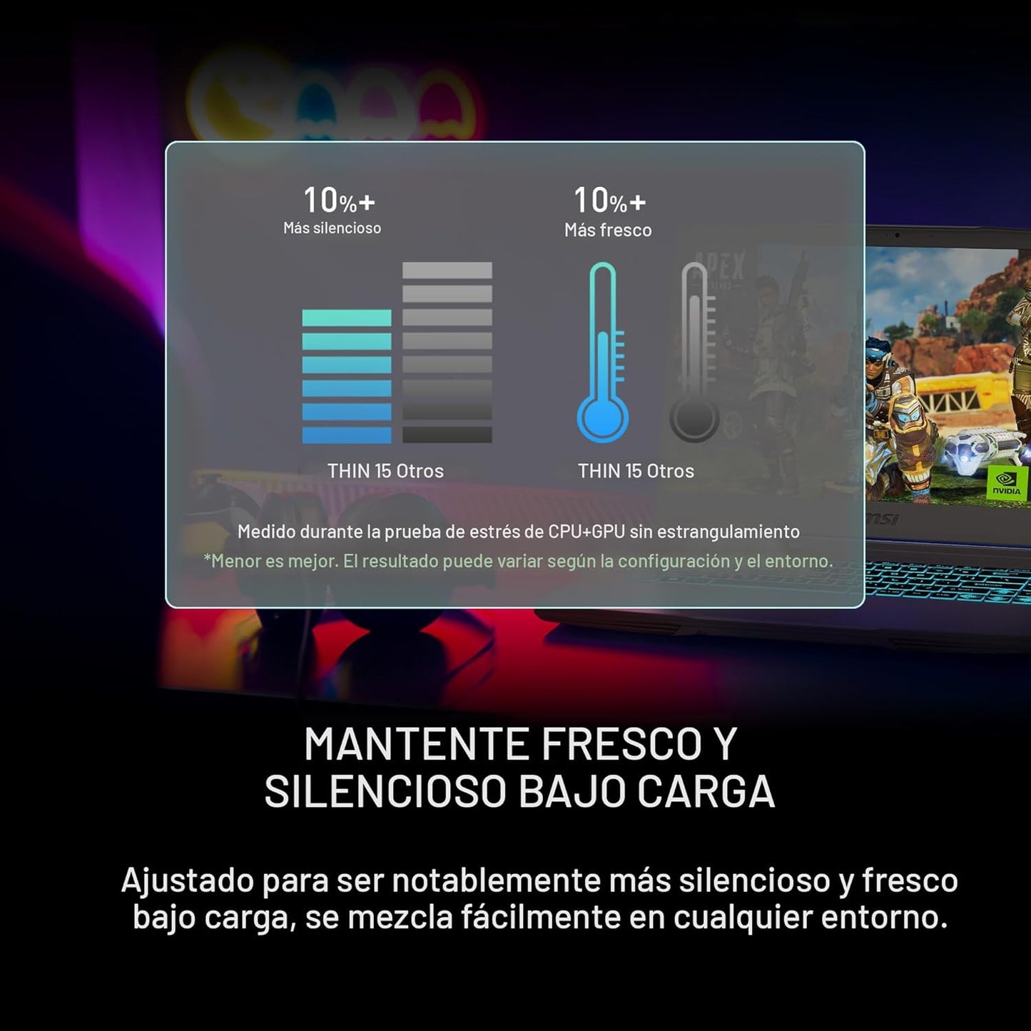 MSI Thin 15, laptop gaming, disponible por pedido especial.